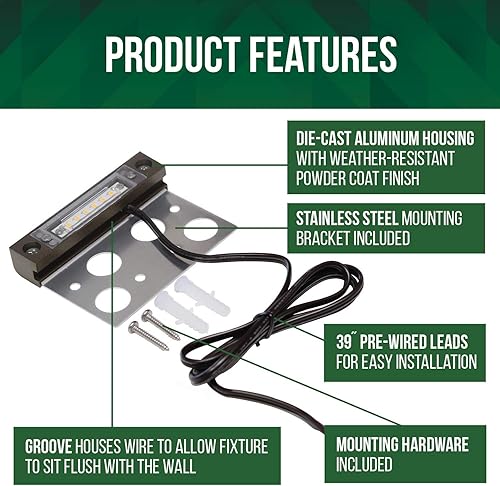 Miniatura 4 de GKOLED Paquete de 8 luces de paisaje duro de 4 pulgadas con 30 conectores de cable alargado impermeables