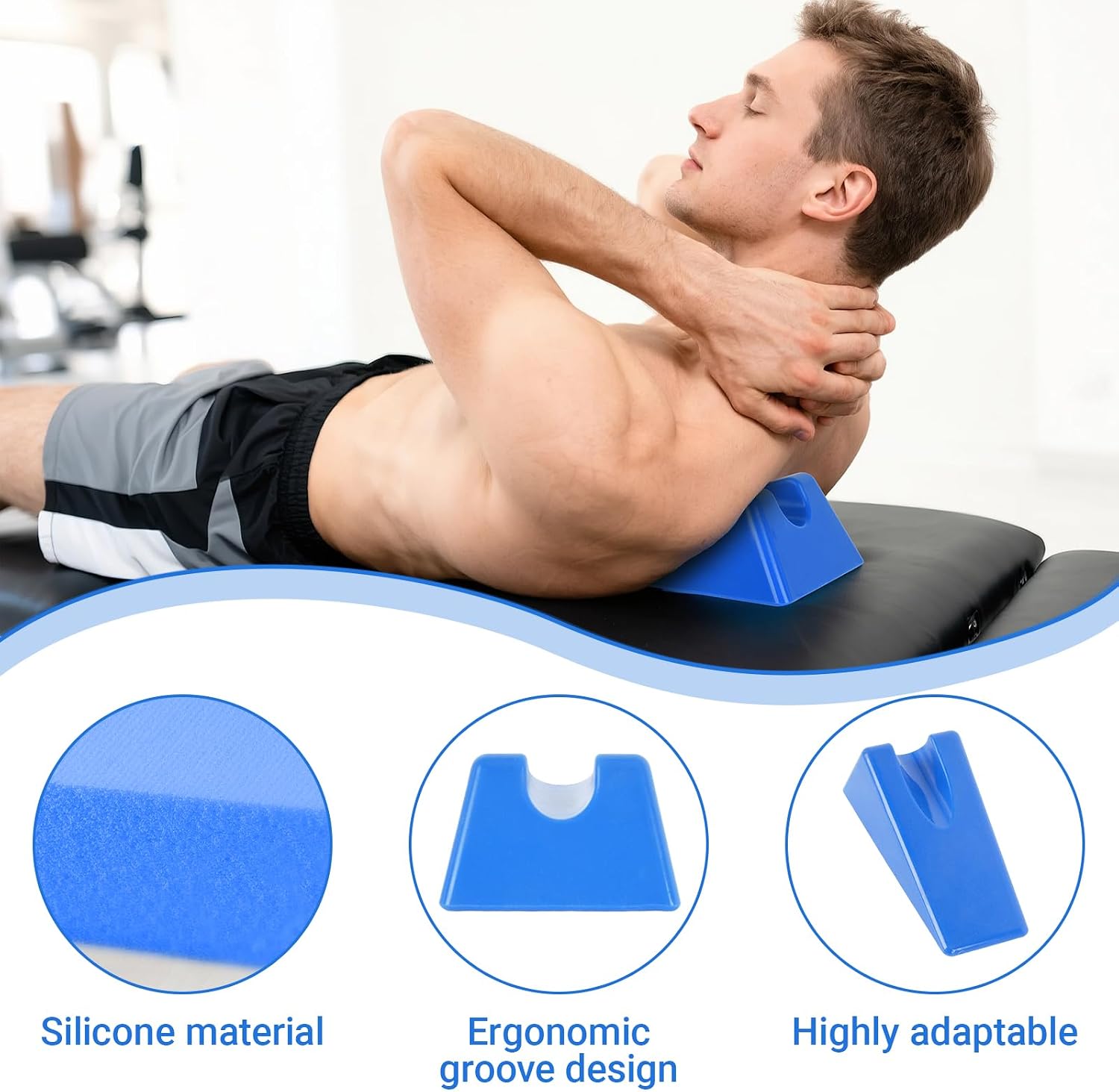 Mobilization Wedge, Liberator Wedge, Non Slip Silicone Rehabilitation Tool for Spine and Extremity Mobilization, Sturdy Support for Spinal Pain Relief(Blue)