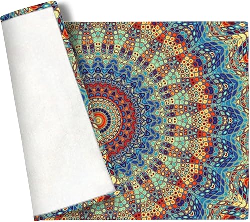 Miniatura 3 de Juego de 4 manteles individuales bohemios de estilo étnico con mandala indio bohemio, lavables, manteles individuales rectangulares de tela para