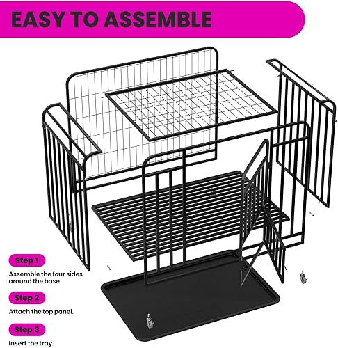 Miniatura 2 de Jaula desmontable para perros de 42 pulgadas, jaulas para perros medianos y grandes, jaula indestructible XL de alta ansiedad con ruedas, a prueba