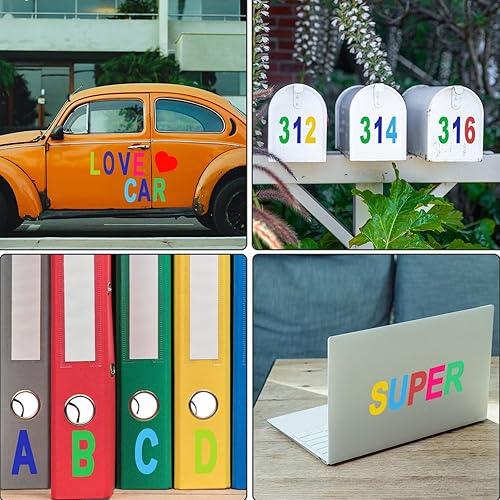 Miniatura 7 de 220 piezas/8 hojas de letras mayúsculas con símbolos, 3 pulgadas autoadhesivo en mayúsculas número del alfabeto para pósteres, tableros,