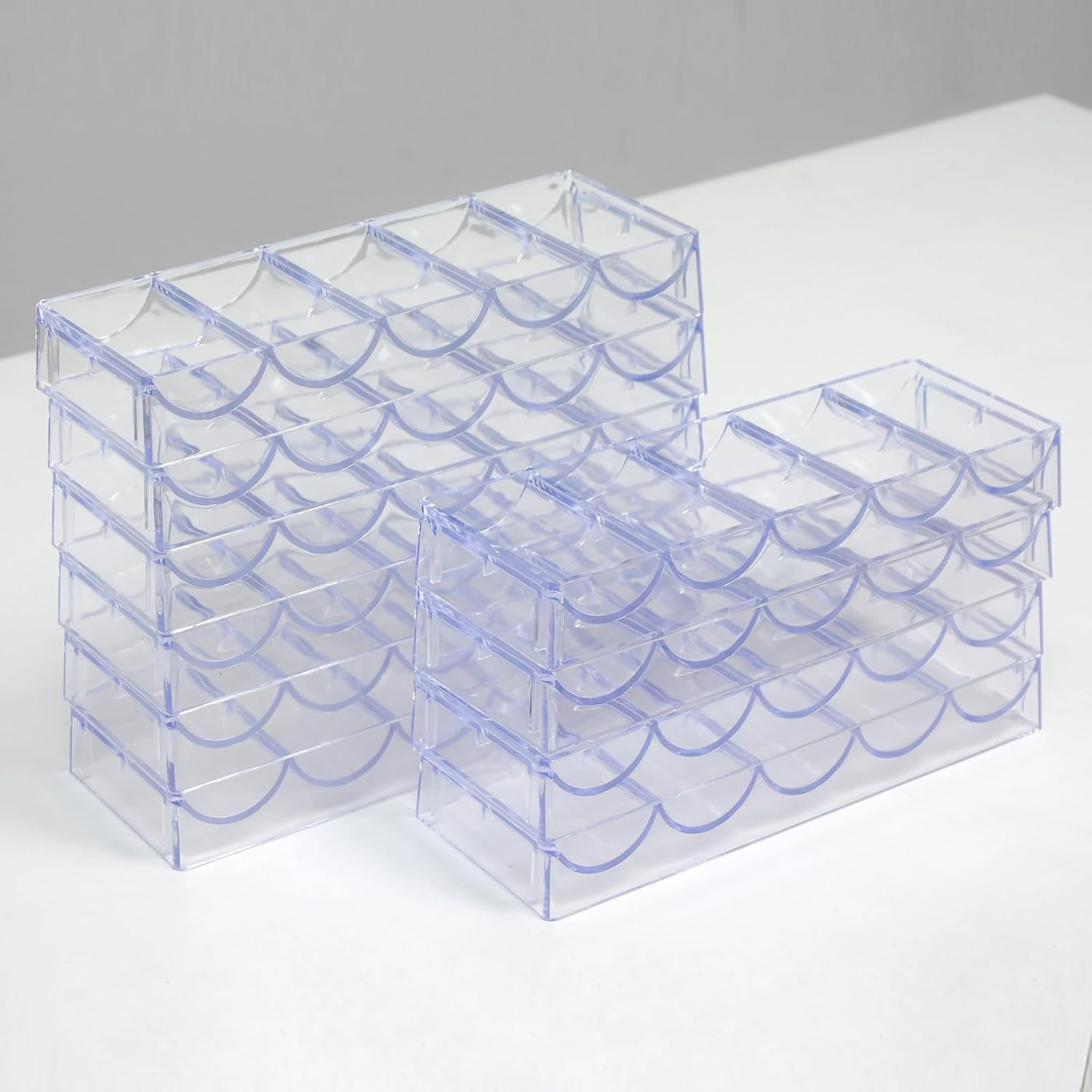 Clear Acrylic Poker Chip Rack with Lid/Without Lid, Casino Poker Chip Tray Rack Chip Storage Display Case for Texas Hold'em, Blackjack, 100 Chips Each