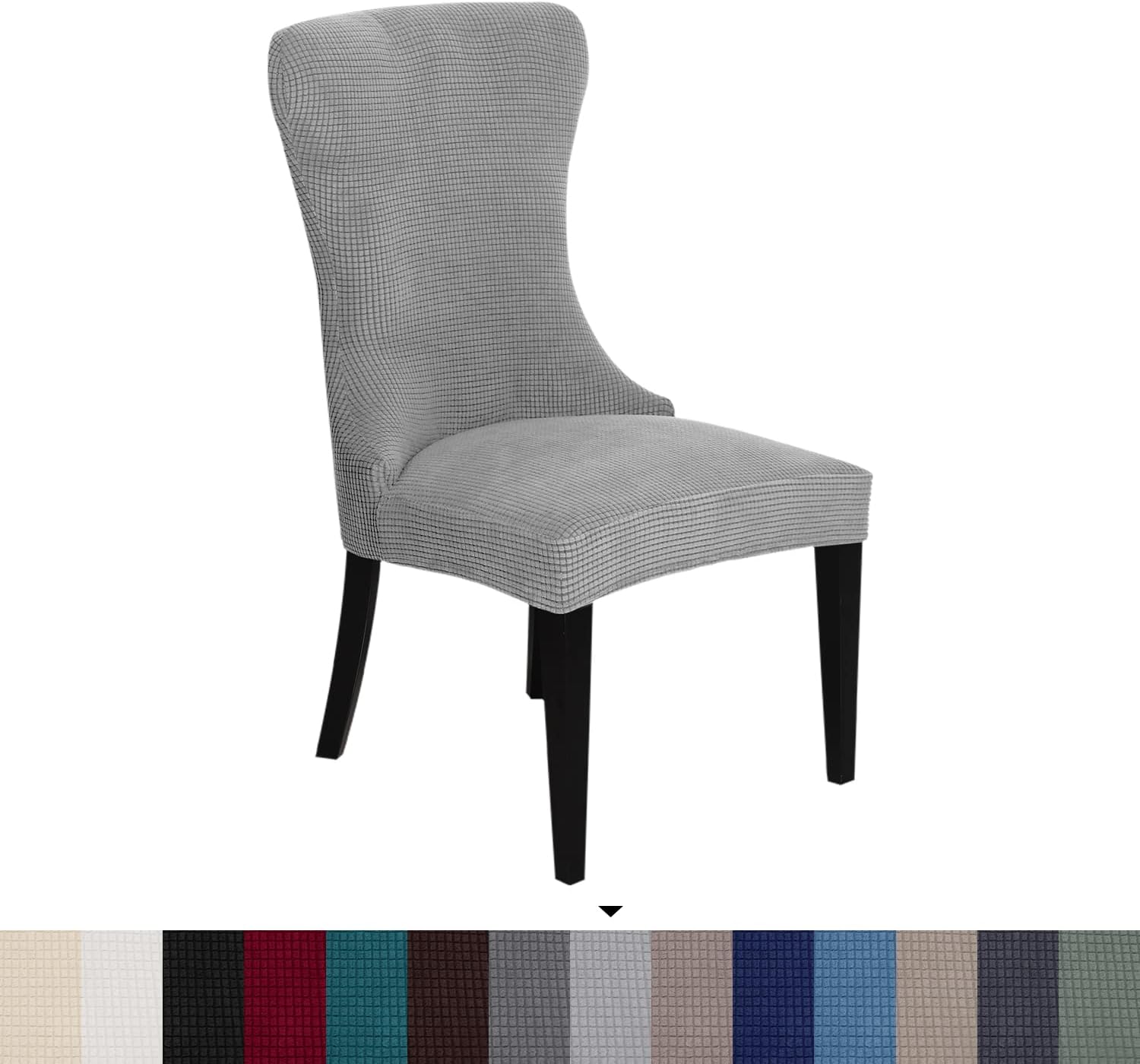 Stretch Removable Reusable Jacquard Wingback Side Chair Slipcover Soft Spandex Fabric Furniture Protector for Kitchen and Dining Room Banquet Home Party Decor 4 PCS