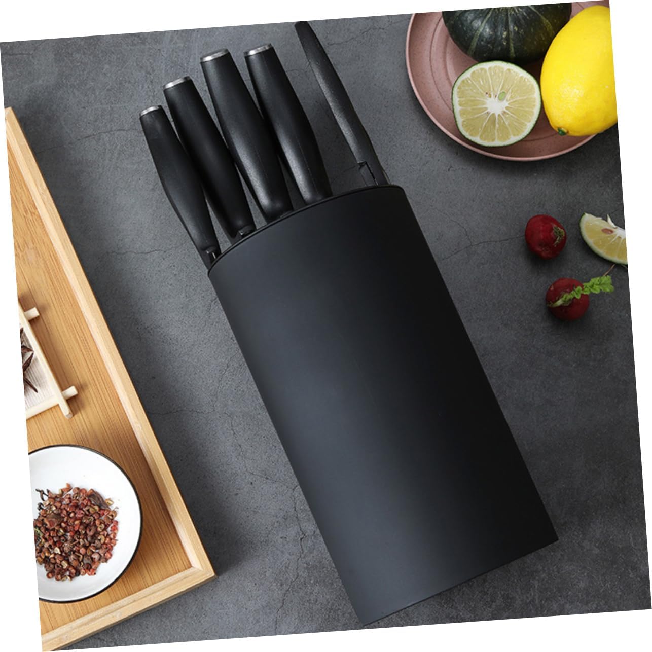 Black Plastic Cutter Storage Holder Kitchen Organizer Rack with Slot Design Multi Function Utensil Stand for Clean and Stable Knife Storage Material Tool Rack for Household Use