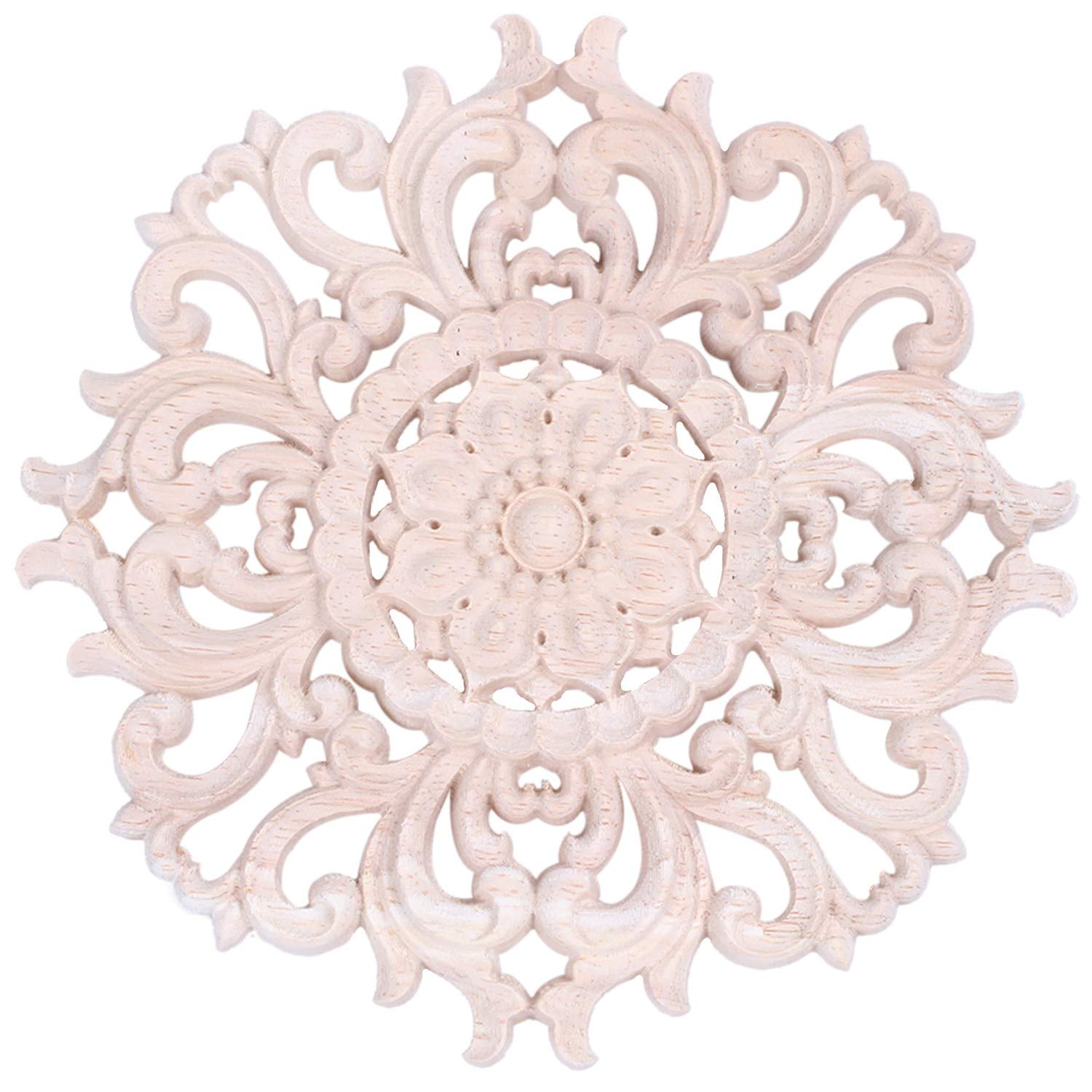 CTRLZS Lots Wood Carved Long Onlay Applique Unpainted Flower Walls Cabinets Door Decor Type:15cm Type A