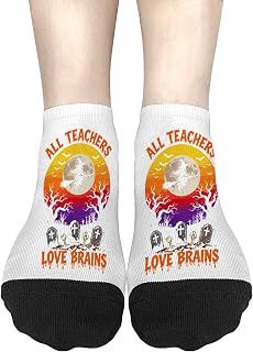 Silly Sock, All Teachers Love Brains Funny Halloween Spooky Season Sock, Womens Gift Ideas