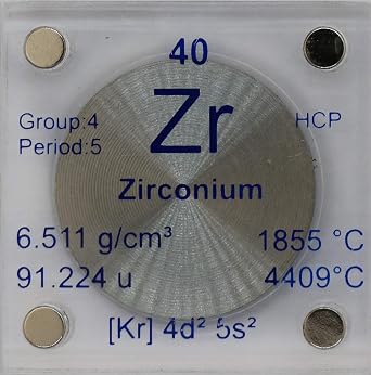 Zirconium Zr 24.26mm Metal Disc with Acrylic Case for Collection or Experiments