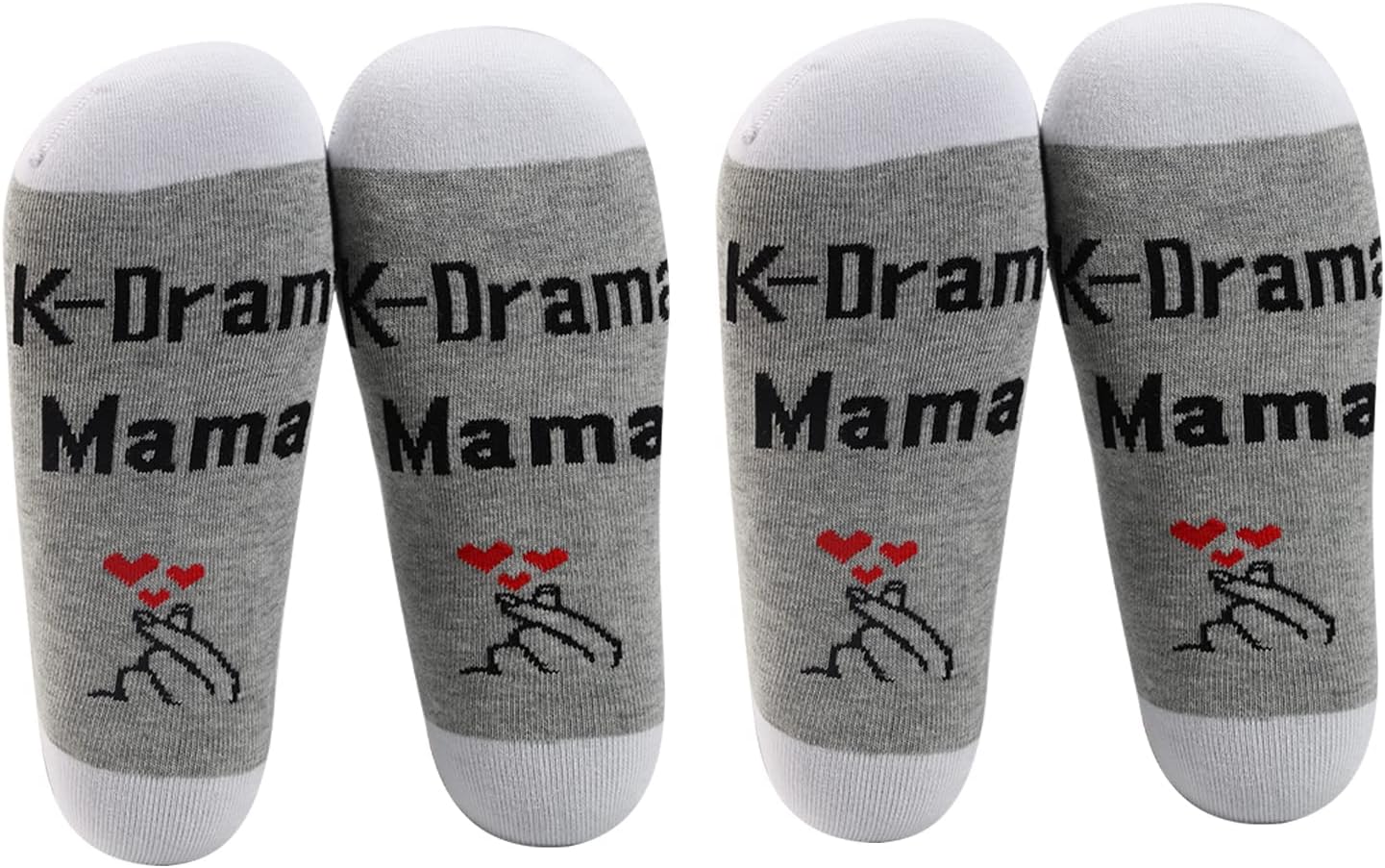 LEVLO Funny K-Drama Lovers Gifts K-Drama Mama Hand Heart Socks for Korean Movie TV Series Fans