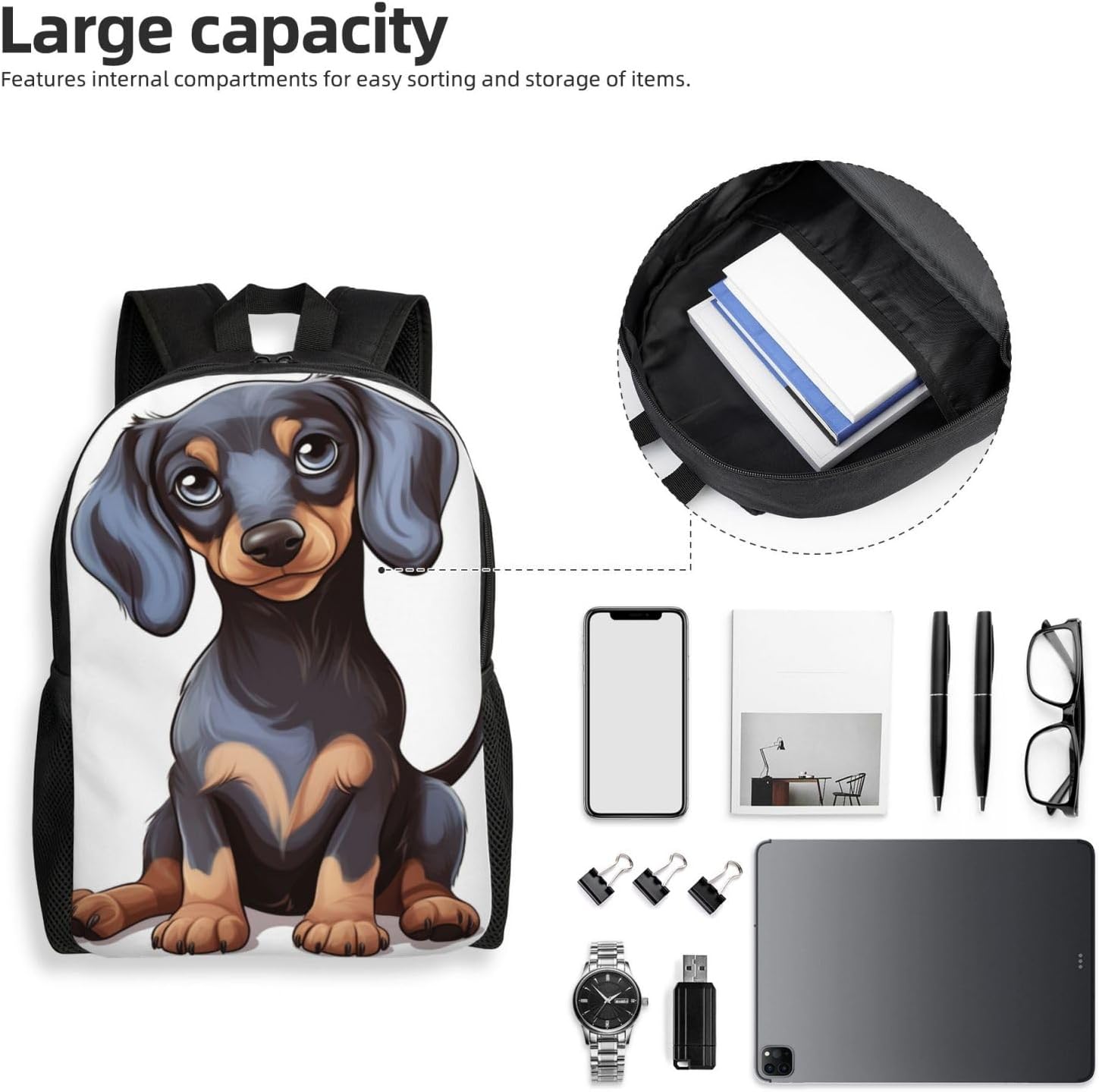 Backpack Travel Laptop Backpack For Men Women Cute Dachshund Casual Daypack Adjustable Lightweight Computer Bag