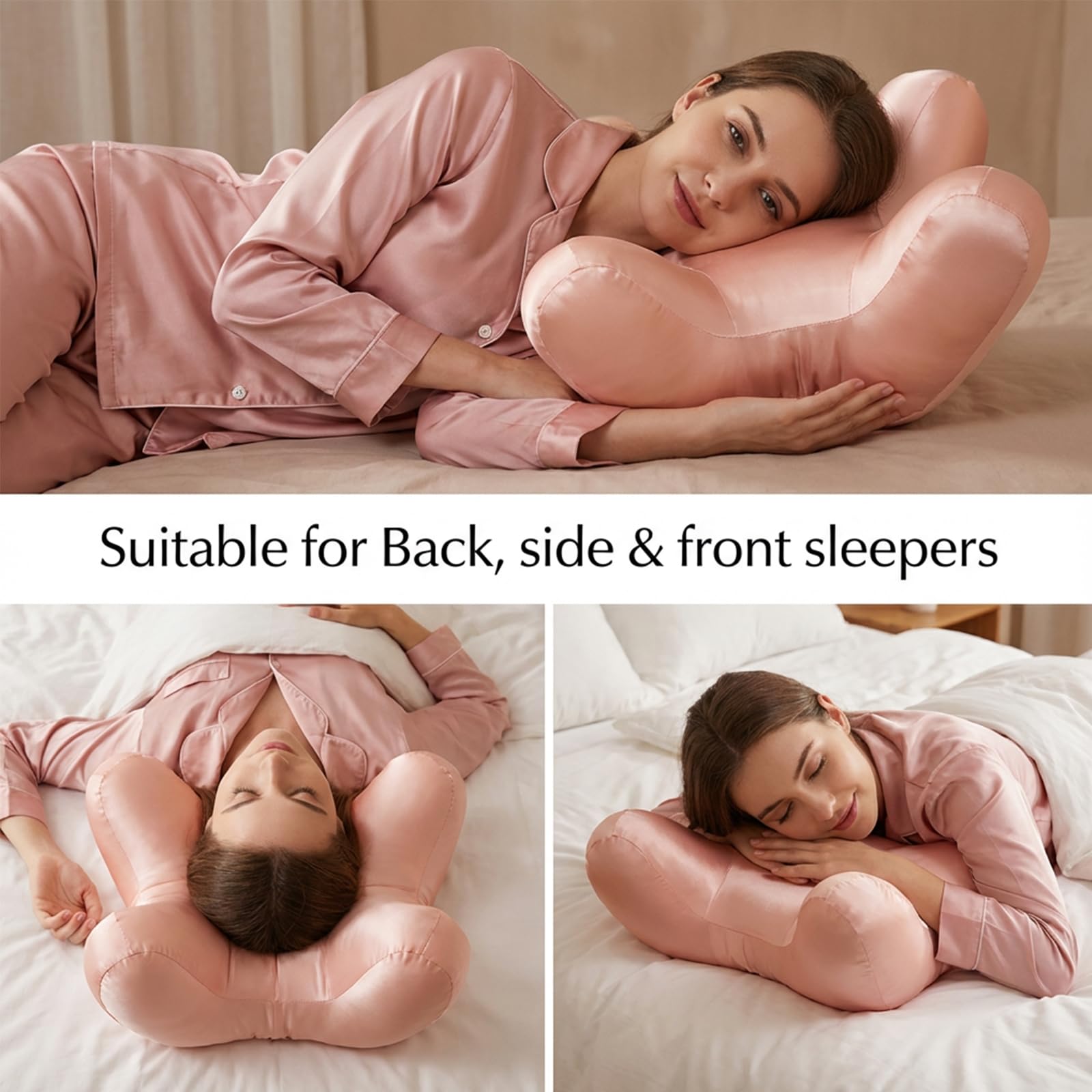 Cuscino cervicale, 36 x 16 x 16 cm, cuscino ortopedico antirughe, con design ergonomico e memory foam, per posizioni di sonno supine sdraiate lateralmente