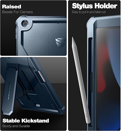 Miniatura 5 de Dexnor Funda para iPad de 987 generación de 10.2 pulgadas, protector de pantalla y soporte integrados con soporte para bolígrafo, resistente a