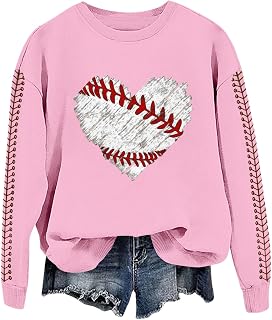 Sudadera con capucha para mujer con estampado de béisbol, cuello redondo, holgada, informal, color negro