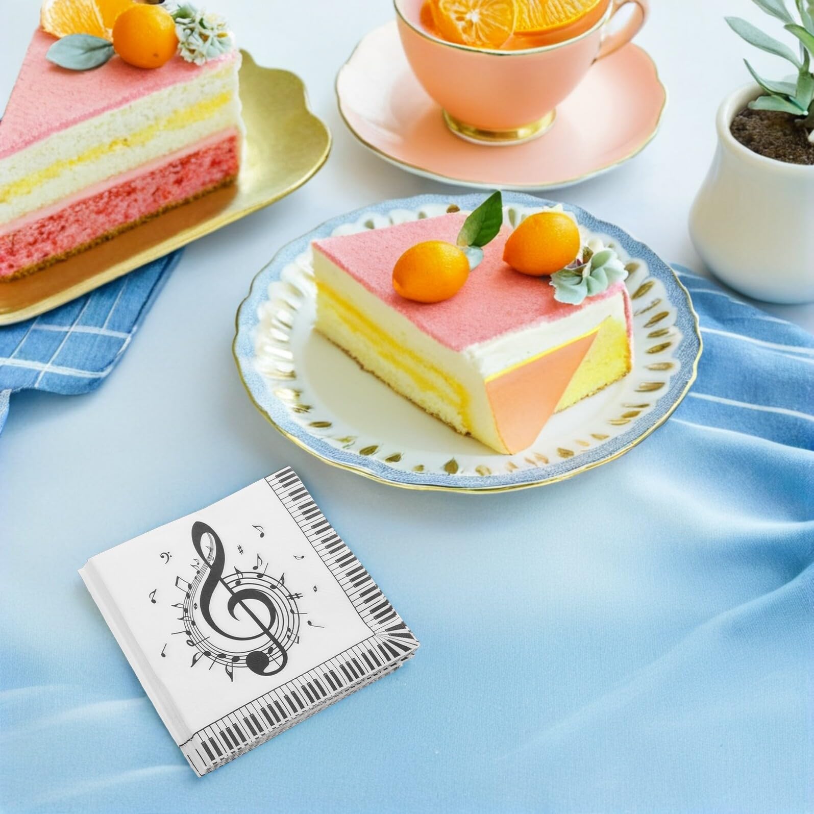 100piezas Servilletas para Fiestas Notas Musicales Servilletas Desechables de Papel para Cumpleaños y Bodas Decoración de Mesa para Fiestas Temáticas Musicales