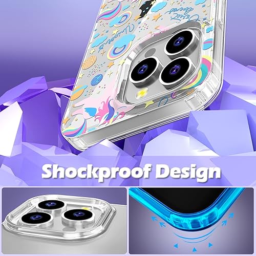 Miniatura 4 de OKP Funda 3 en 1 para iPhone 14 Pro, con protector de pantalla y protector de lente de cámara, diseño floral, delgada, a prueba de golpes, bonita