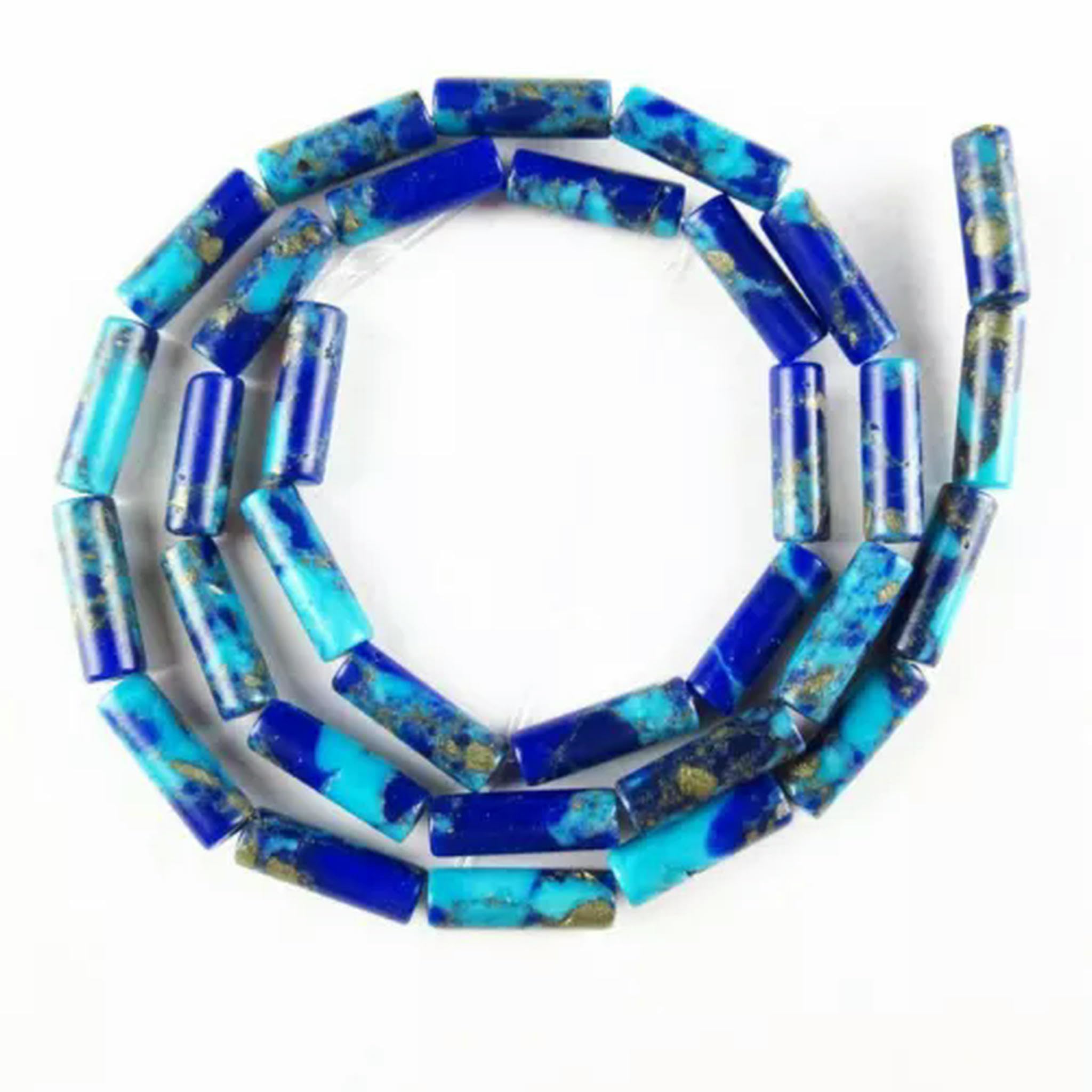 Künstliche Blaue Meeressediment-Jaspis-Pyrit-Säule, lose Perle, 15,5 Zoll, 13 x 4 mm