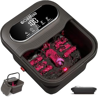 OOAMBB Collapsible Foot Spa with Heat, Bubbles, Temp Control & XL Touch Screen - Massage Rollers for Stress Relief (Grey)