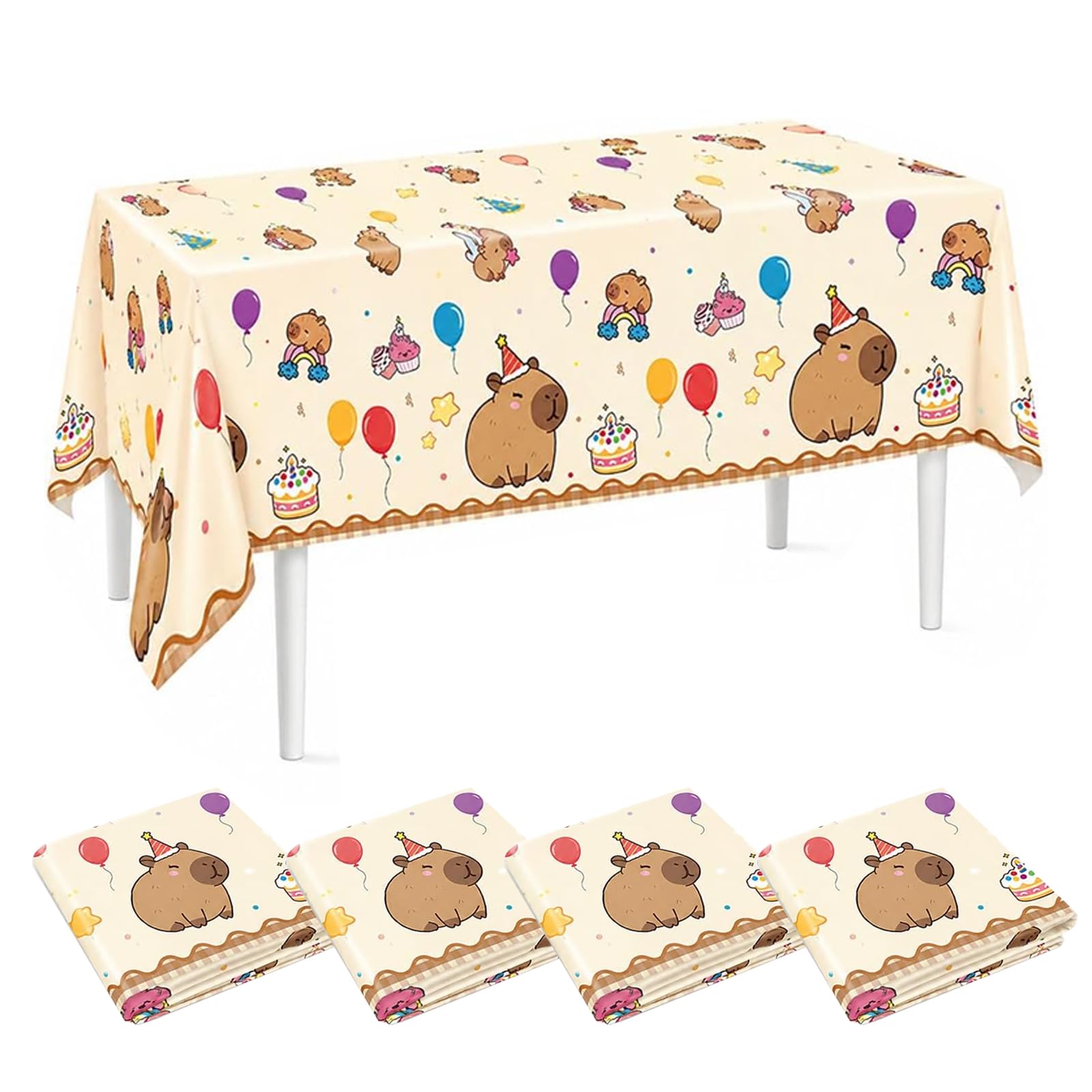 XZSKD 4 Pack Capybara Birthday Decorations, Capybara Party Decorations, Waterproof Pe Table Cloth Party Disposable For Picnic, Animal Party Decorations For Celebrations