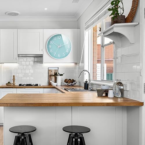 Miniatura 6 de TOHOOYO Reloj de pared de 12 pulgadas, 3D, gran número, funciona con pilas, silencioso, sin tictac, diseño moderno de cuarzo, decorativo, interior,