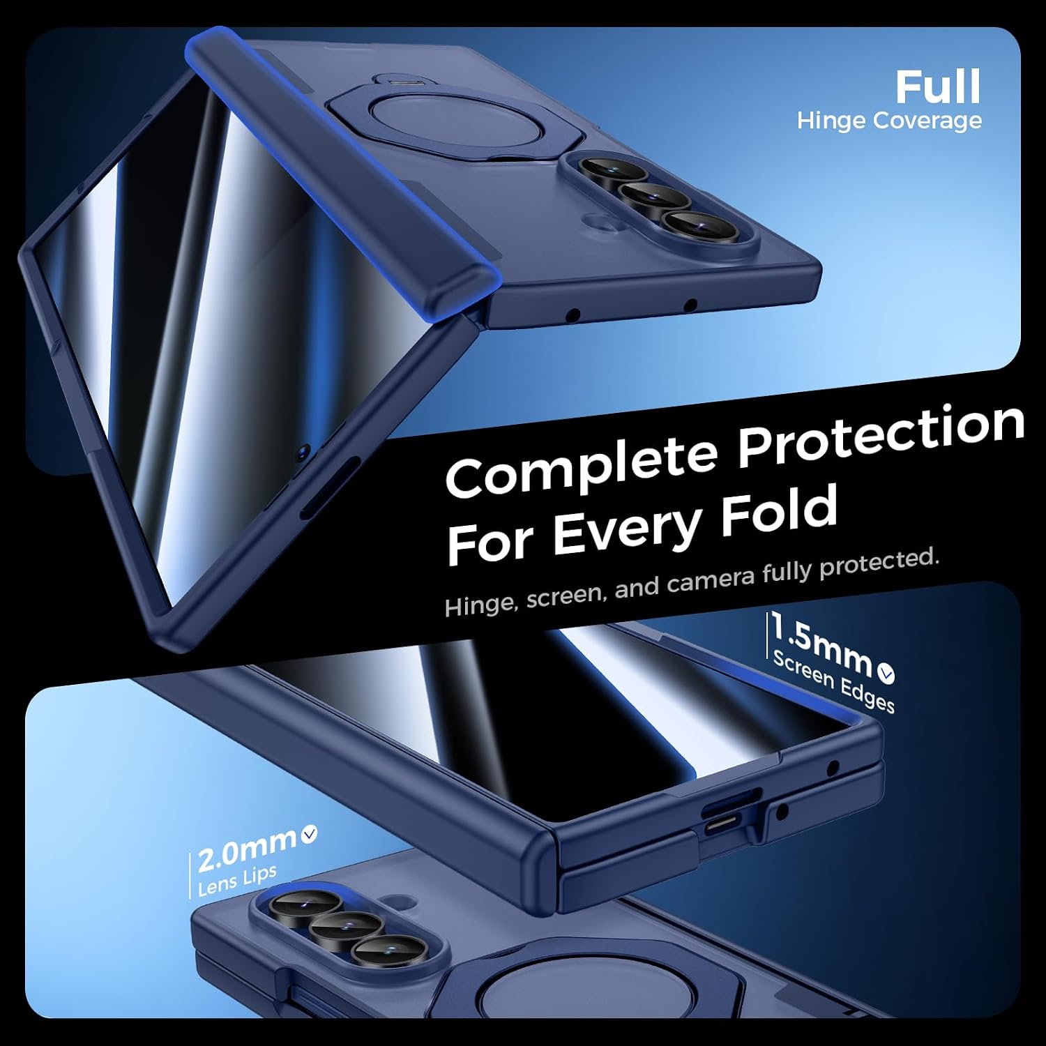  for Z Fold 7 Case with Privacy Screen Protector & 360 Spin Stand Blue thumbnail