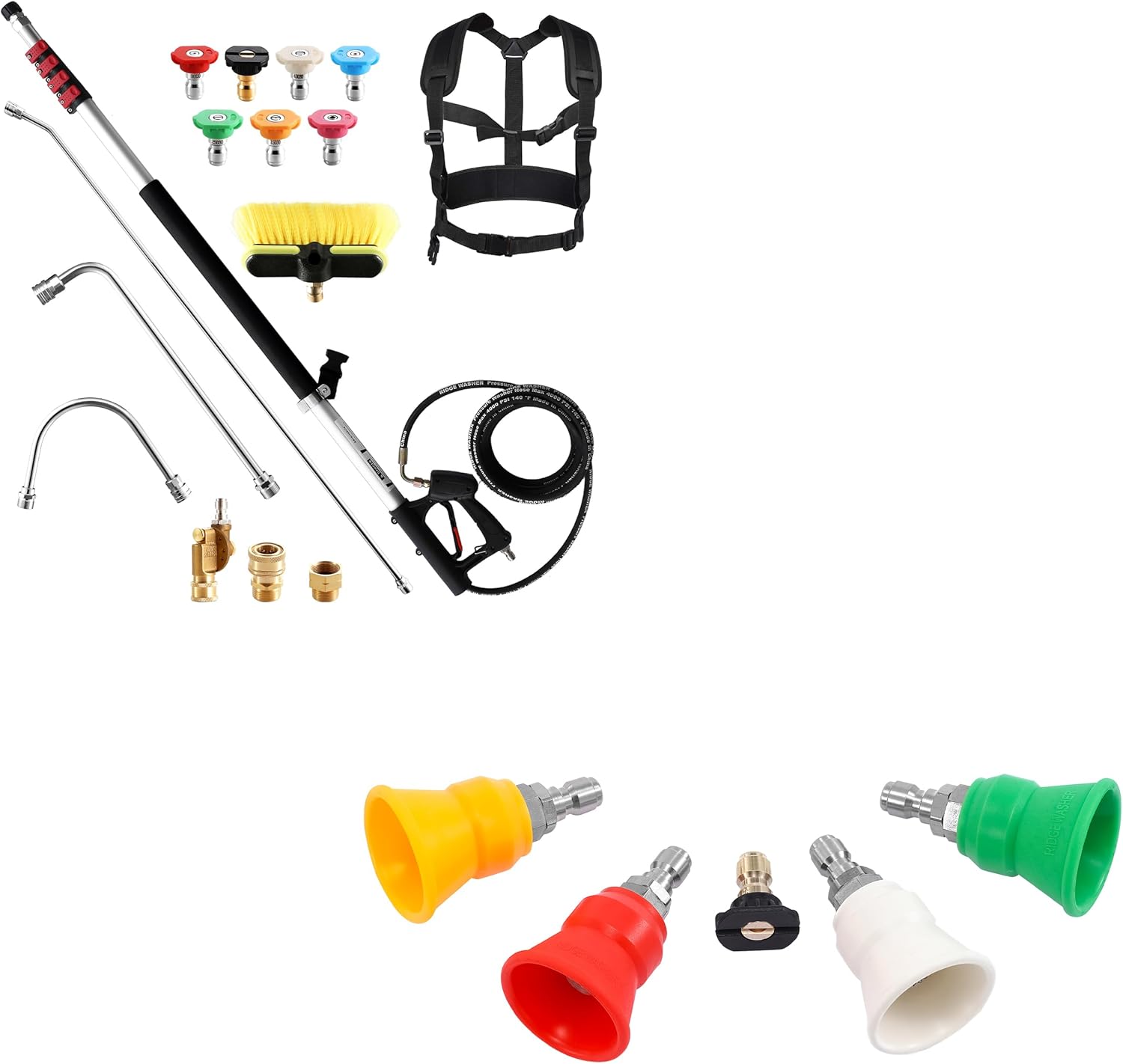 RIDGE WASHER 24 FT Telescoping Pressure Washer Wand, Pressure Washer Nozzle Guard