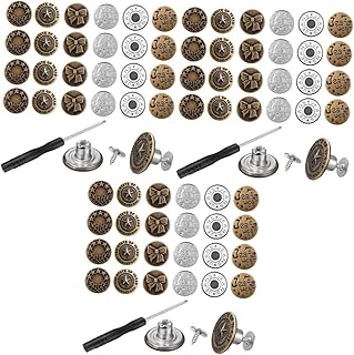 BETOOKY 108 Peças De Botões De Jeans Sem Costurar Botão De Jeans Instantâneos Sem Costurar Botões De Calça Botões Para Roupas Extensor De Calças Decoração Retrô Kit De Substituição De