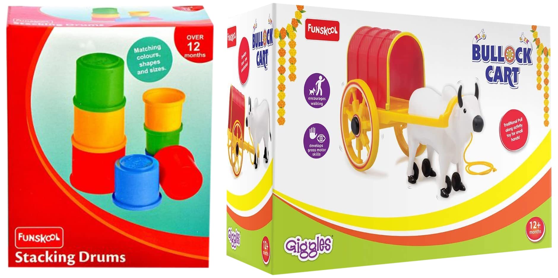 Giggles Funskool Giggles - Stacking Drums, Multicolour Stacking Blocks with Animals, Infant and Preschool Toys & - Bullock Cart, 2 in Pull Along Toy, Colours, Infant and Preschool Toys(Multicolour) (B09SZ15RDP) Amazon Price History, Amazon Price Tracker