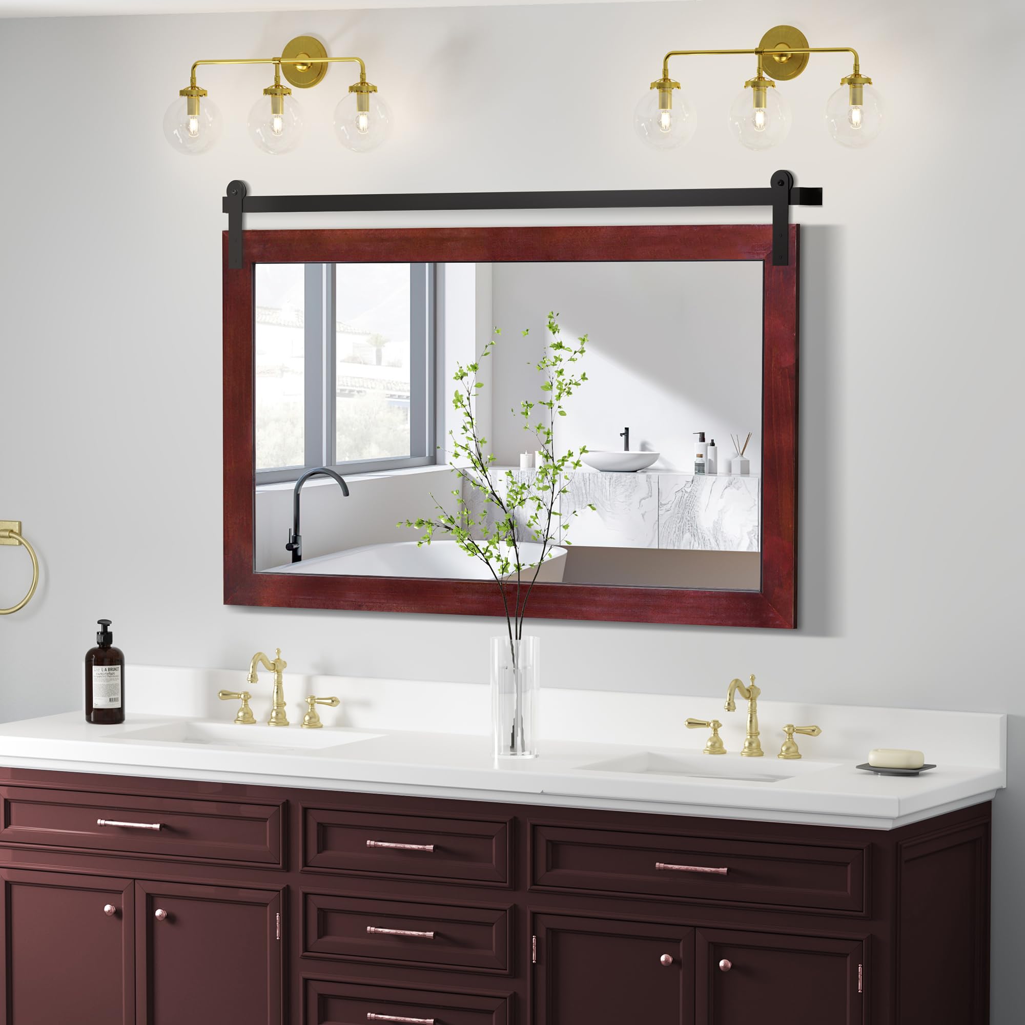 COGOOD Farmhouse Bathroom Mirrors for Over Sink - 30 x 45 Espresso