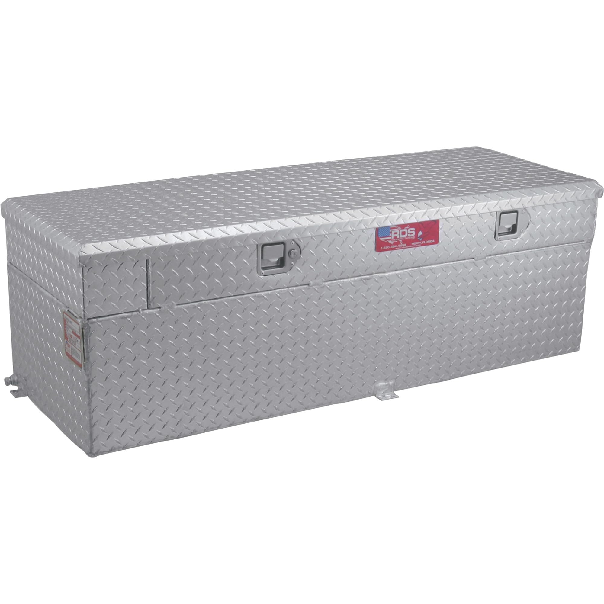 RDS Aluminum Auxiliary Fuel Tank Toolbox Combo 91-Gal Rectangular Diamond Plate