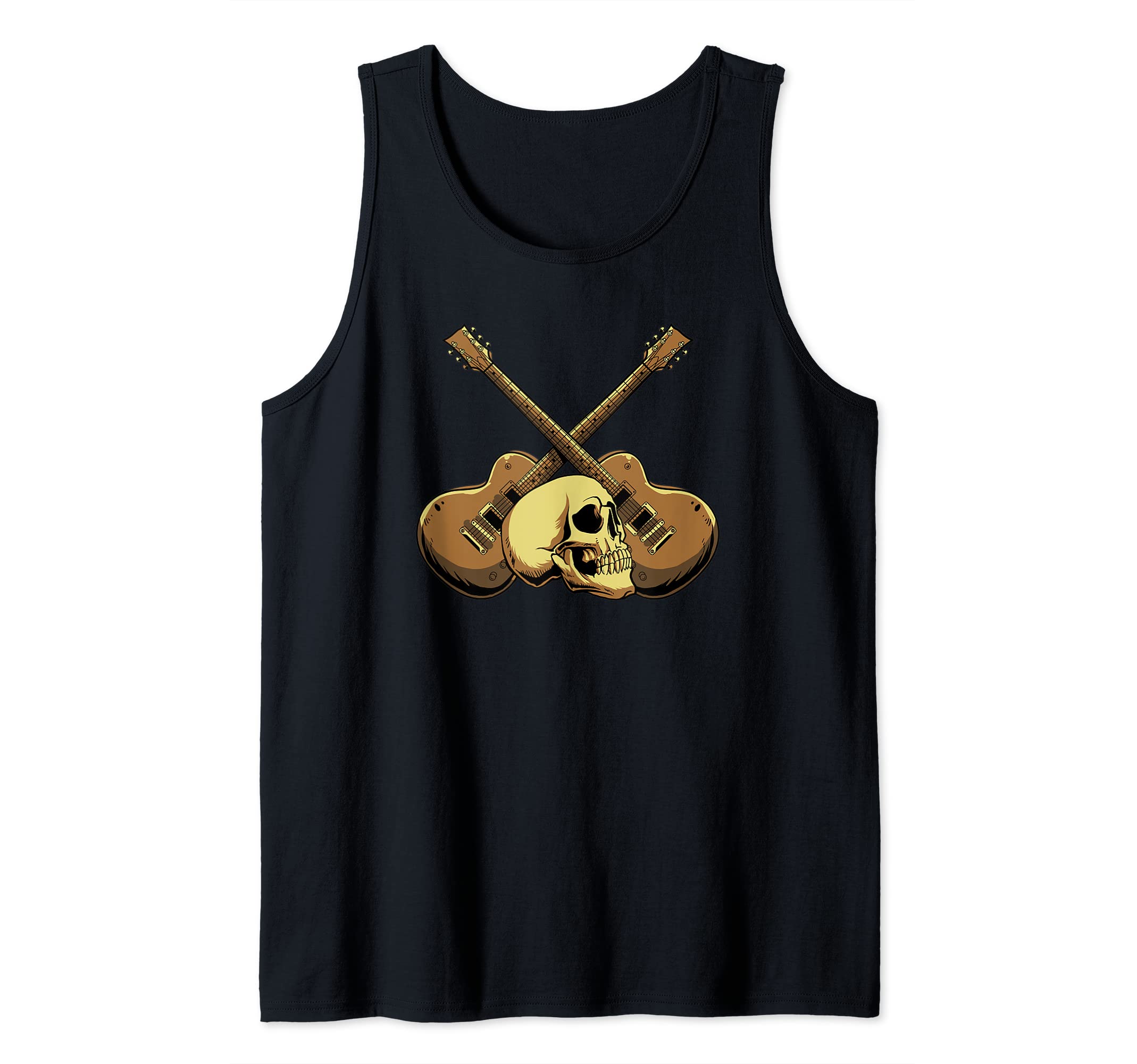 Electric Guitar Musician - E-Guitar Skull Rock Guitarist Tank Top, Men, Black, Large