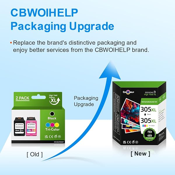 305XL Ink Cartridges Black and Colour Replacement for HP 305 Ink Cartridge, Printer Ink 305 Compatible with HP Envy 6000 6020e 6032e, DeskJet 2700 2700e 2710e 2722e 2800e 2810e 2820e (2 Pack) - 4
