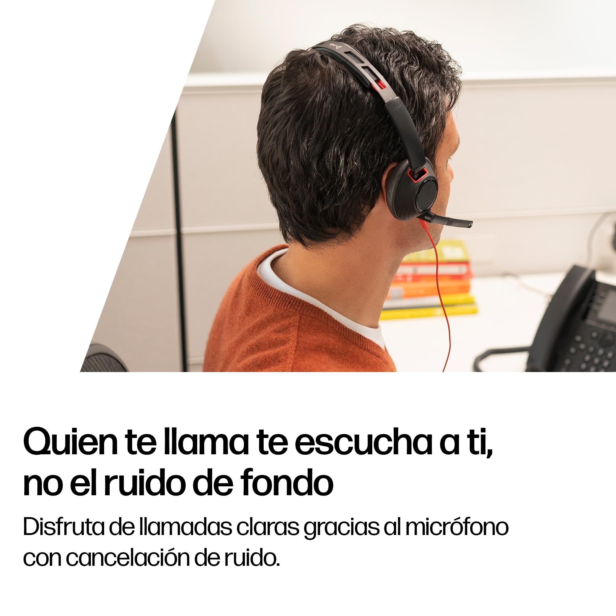 Auricular Poly Blackwire 5220 con cable - Micrófono de brazo flexible con cancelación de ruido - Diseño ergonómico - Conexión a PC/Mac o teléfono móvil mediante USB-C, USB-A o conector de 3,5 mm