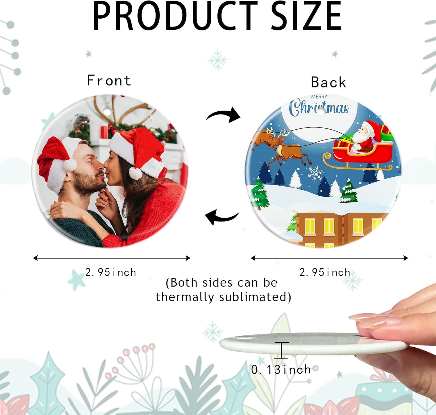 Round Sublimation Ornament Blanks Double Sided Christmas Tree Decor White Sublimation Ornaments for DIY Crafts 48Pcs