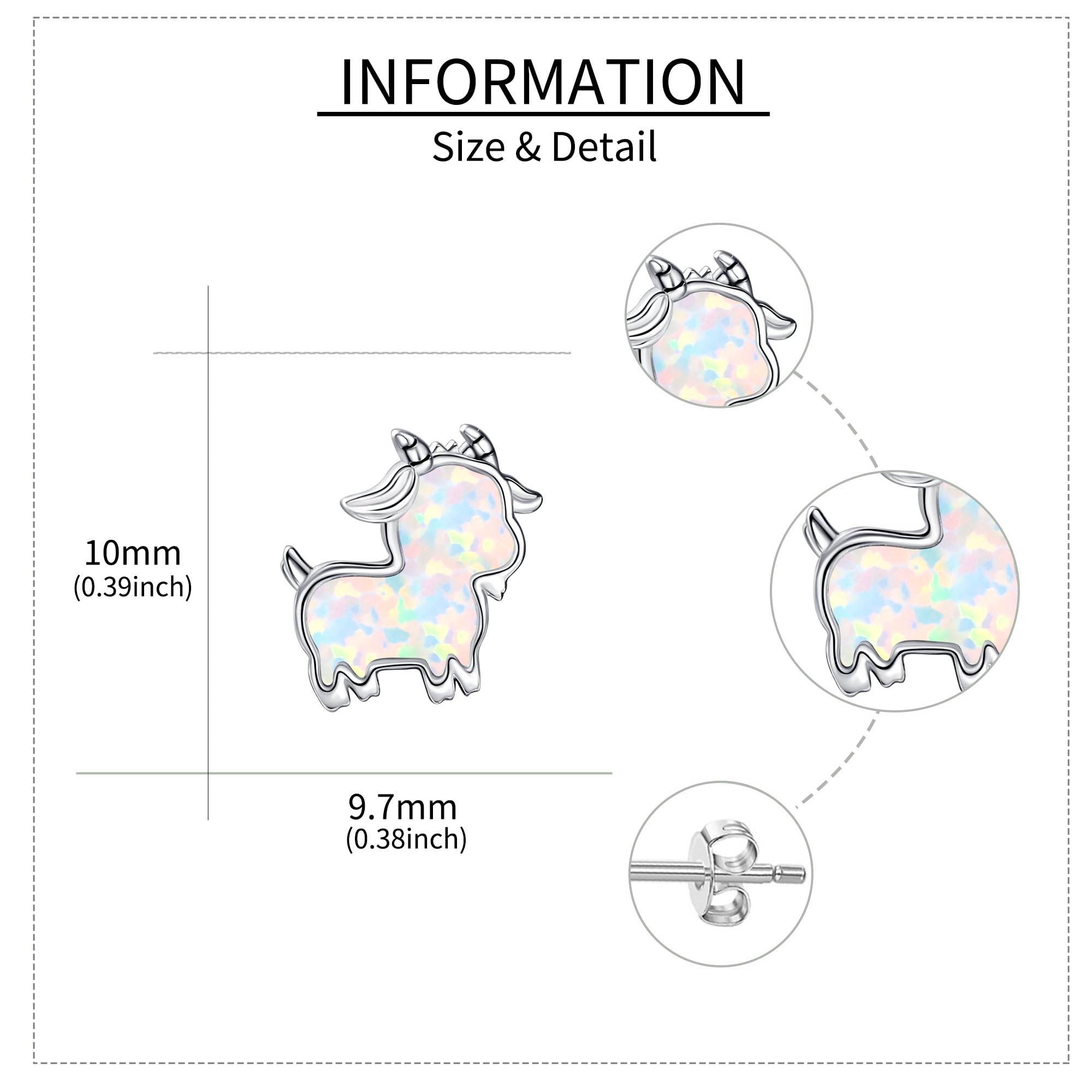 Ziegen Ohrstecker 925 Sterling Silber Goat Opal Ohrringe Tier Schmuck Geschenk für Damen Mädchen