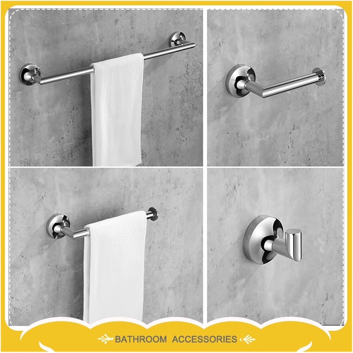 クロームバスルームセット フルセット タオルバー リング タオルラック