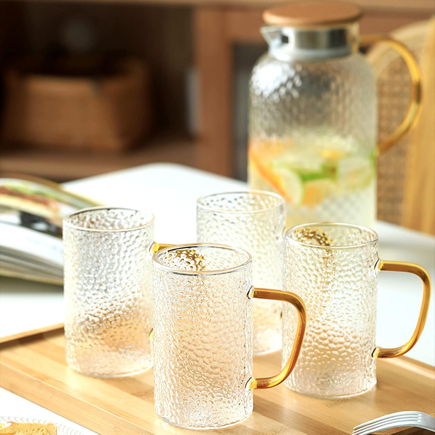 Zxc 耐熱 ガラスピッチャー ガラスポット 直火可 麦茶 ポット ガラスピッチャー おしゃれ 水差し アイス