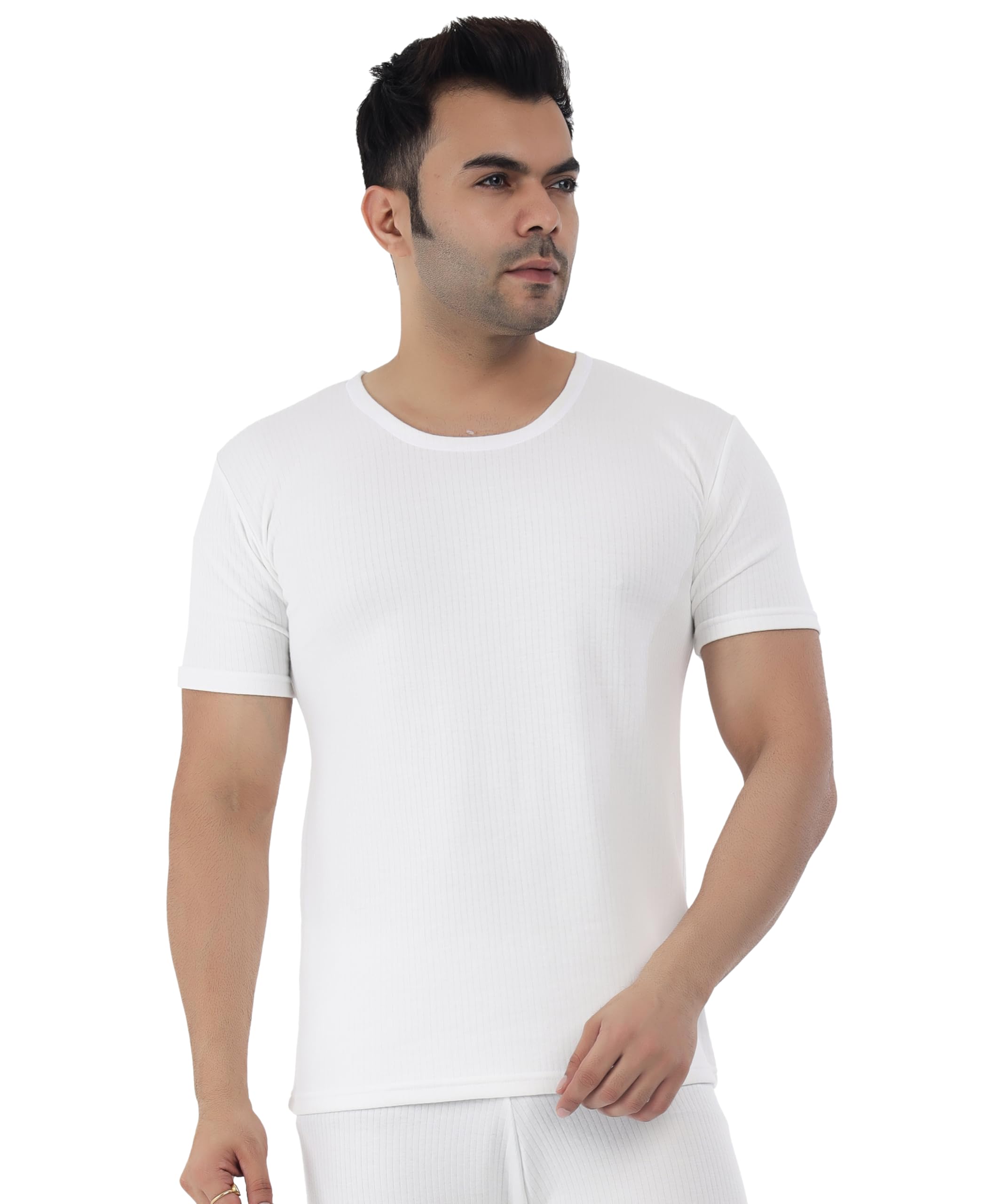 selfcare Men Polycotton Striped Thermal Half Sleeve Round Neck Top| (Pack of 1)-picture-39