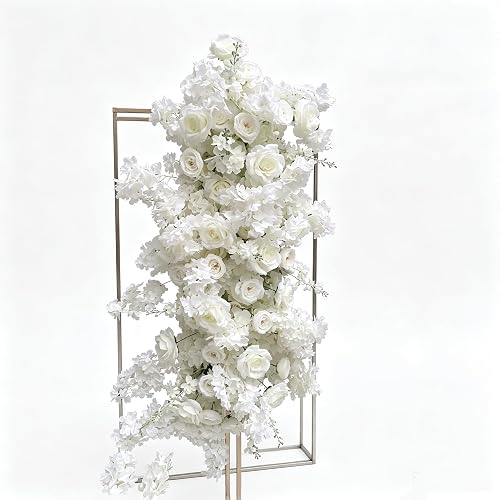 White Corner Floral Arrangement Wedding Arch Wall Decor | Artificial