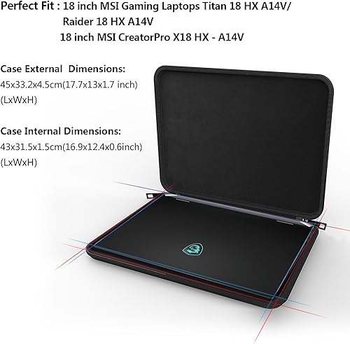 Miniatura 9 de Smatree Funda rígida para portátil de 17 pulgadas para MSI Raider GE77HxGE78GE76, compatible con MSI Stealth 17.3 Studio Gaming Notebook, funda