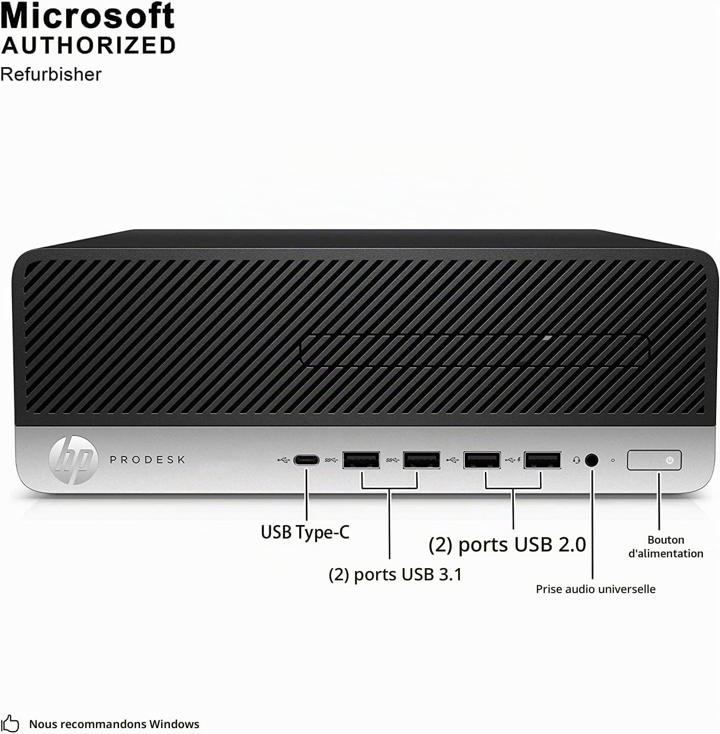HP EliteDesk 800 G4 SFF Ordinateur de bureau, Intel Core i5-8500, 8 Go RAM, 256 Go SSD, WiFi, Bluetooth, Windows 11 Pro (renouvelé)
