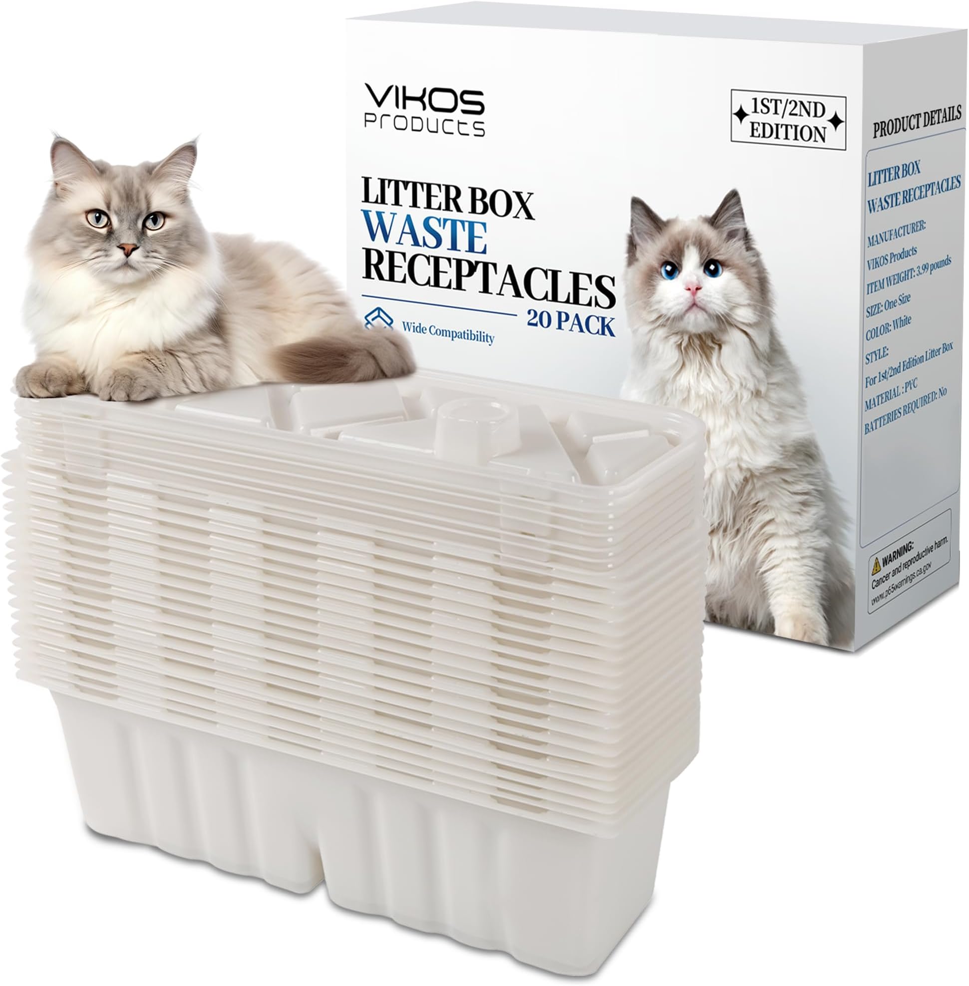VIKOS Products (20 Pack) Litter Box Waste Receptacles