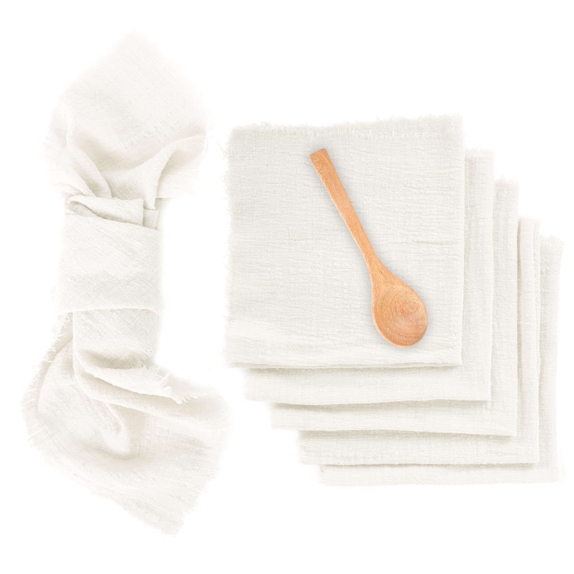 NiCoLa Table Cloth Napkins, 6 Pack Cotton Napkins with Fringe 42 x 42 cm