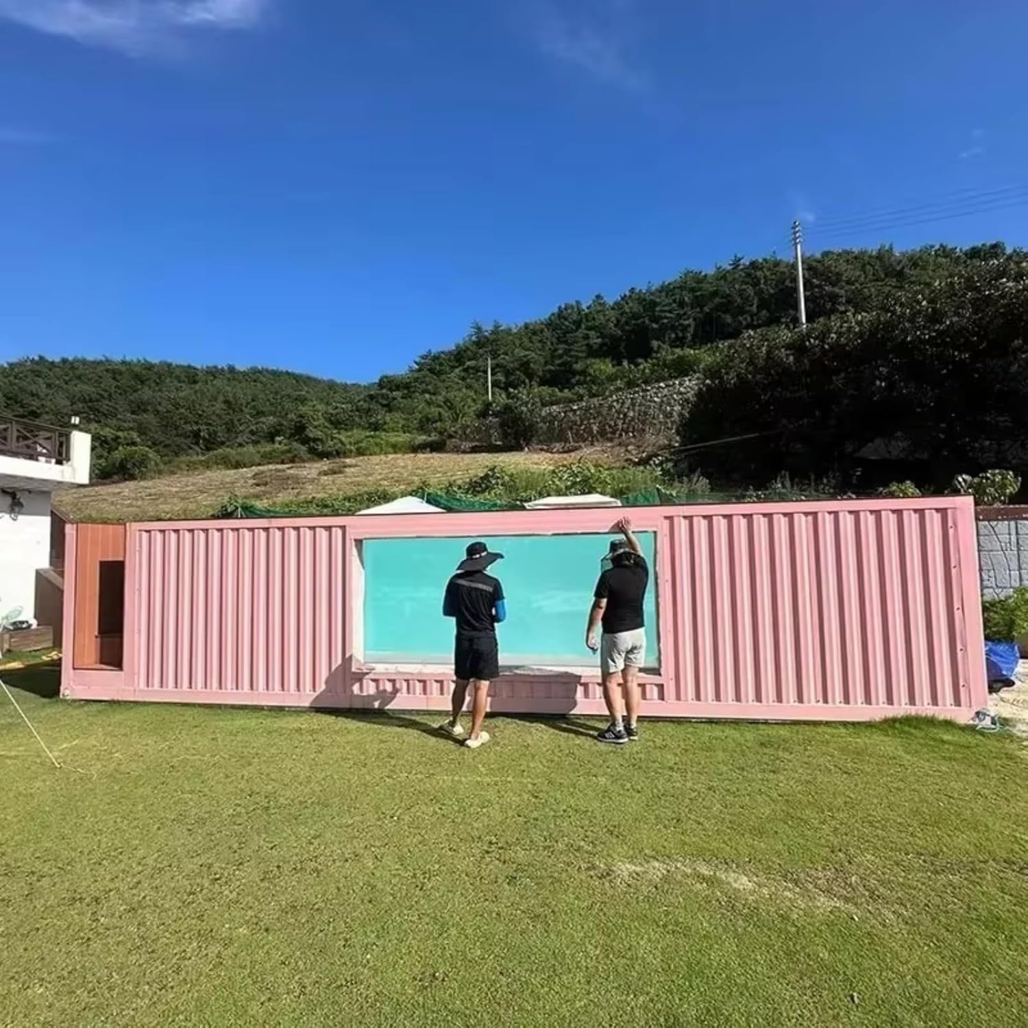 Above Ground Container Pool 40FT Large Rectangular Swimming Pool, Steel Frame Modular Design with Filtration System for Backyard Villa or Glamping