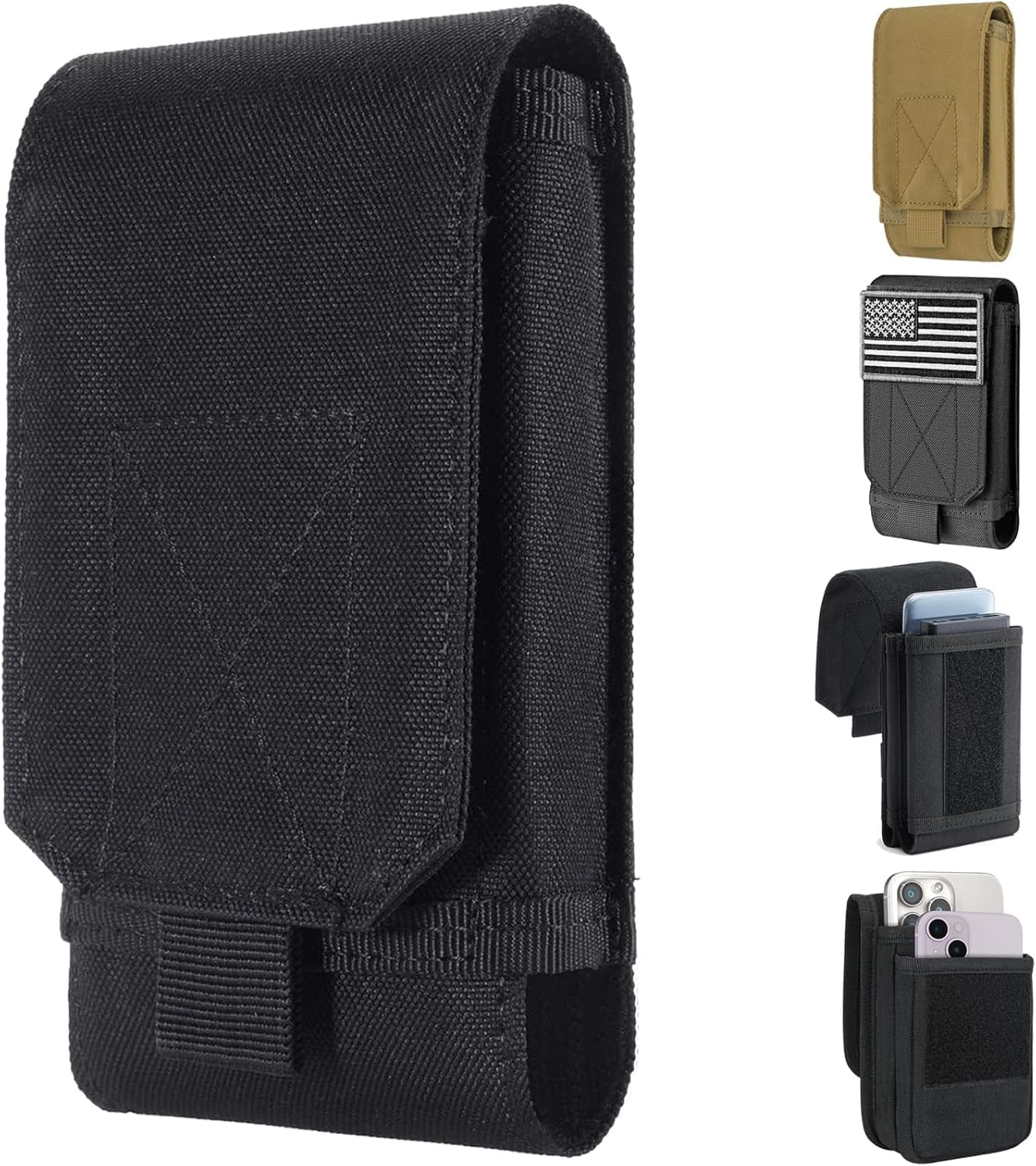 Jenibri 1Pcs, New Tactical MOLLE Utility Belt Pouch – Military EDC Waist Bag with Phone Holster for Outdoor, Hiking, Camping, and Everyday Use (Mobile Phone Belt Pouch Black)-image-14