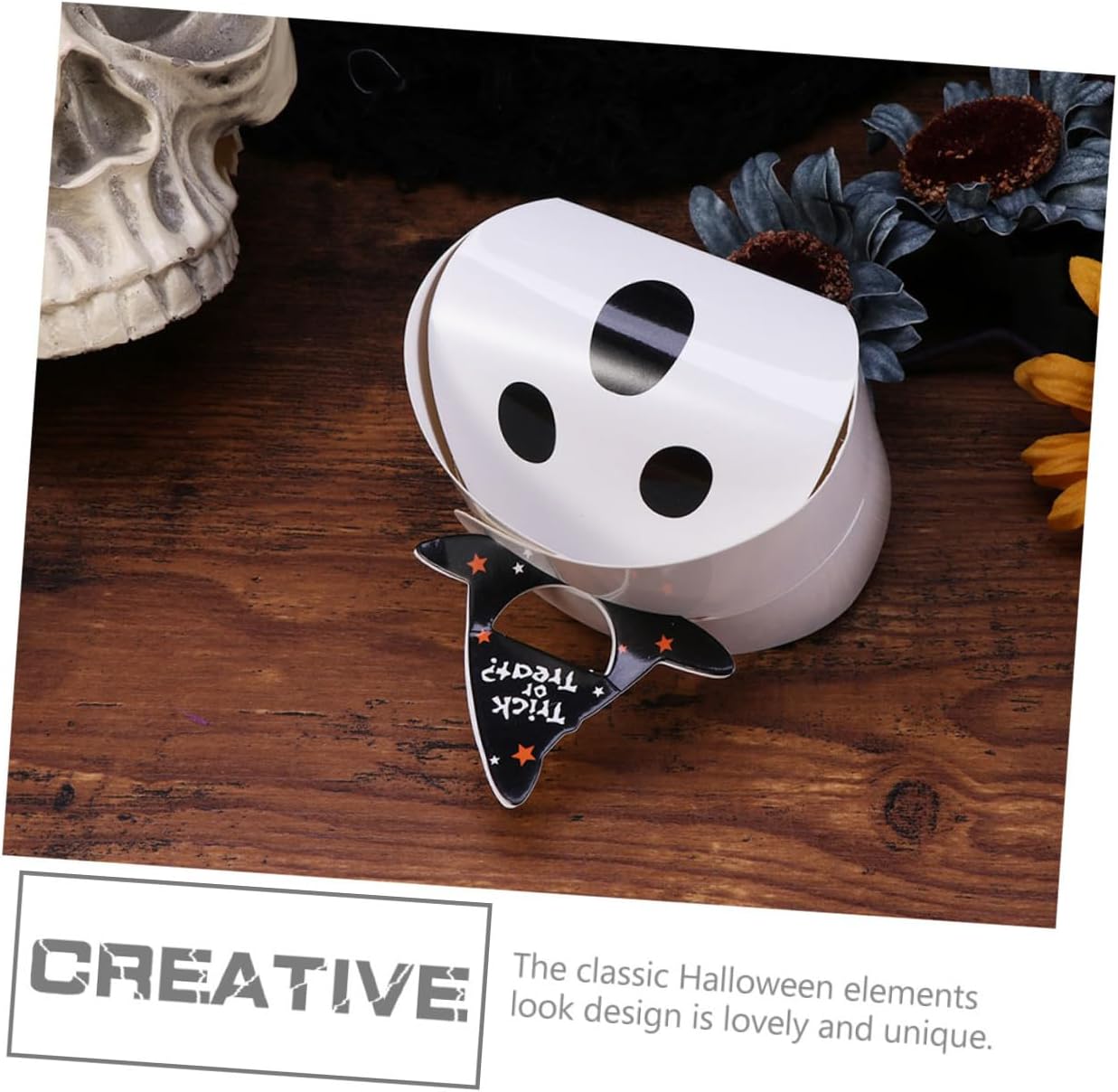 JEWEDECO Halloween Candy Boxes 50pcs Set Handheld Paper Storage Boxes Pumpkin Ghost Design Treat Containers for Party Favors and Holiday Wrapping image 2