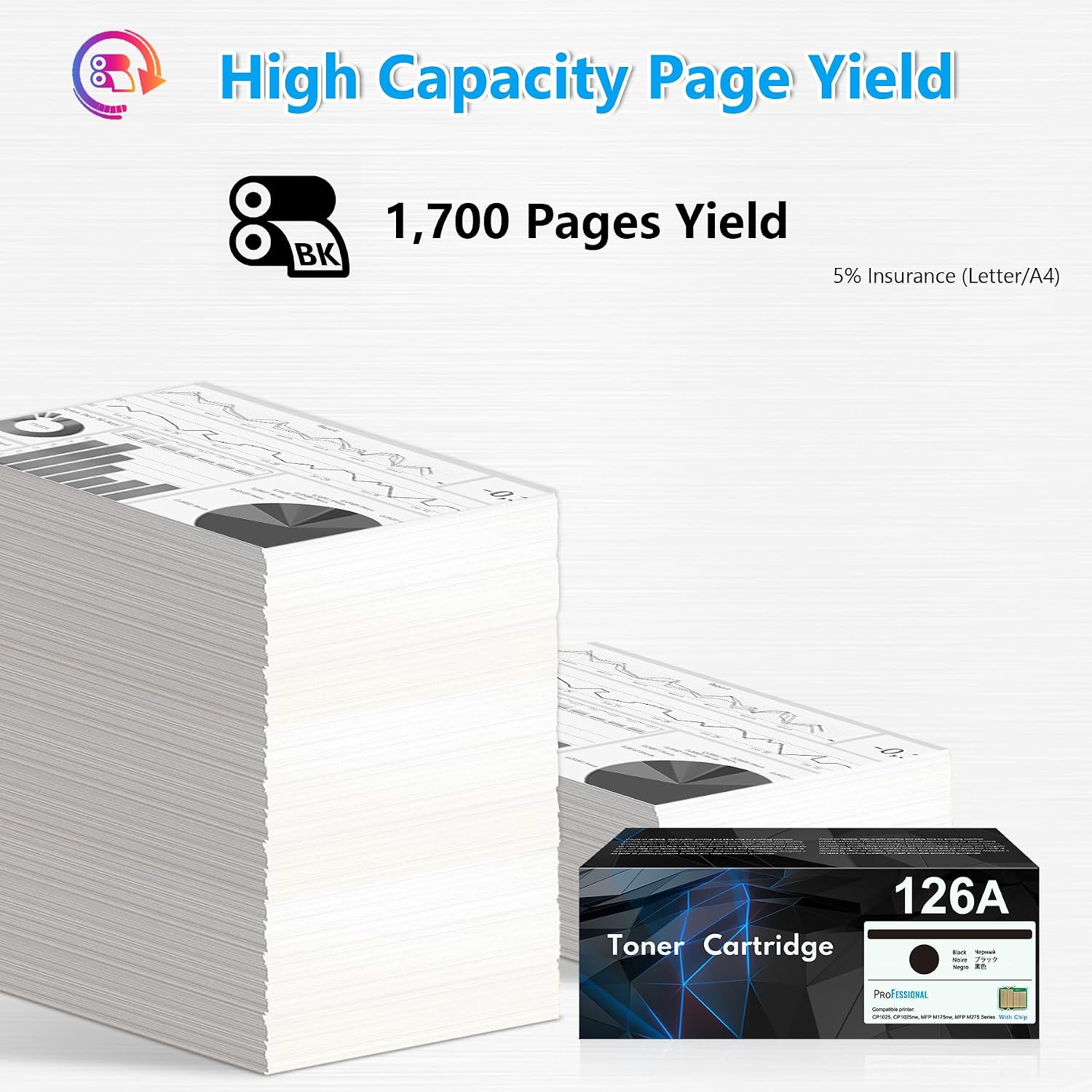 (with Chip) 126A CE310A Toner Cartridge Black 1-Pack, 126A Toner Cartridge Replacement for HP 126A Toner for Laser Pro 100 Color MFP M175, Laser Pro CP1025, TopShot Laser Pro M275 MFP Series Printer
