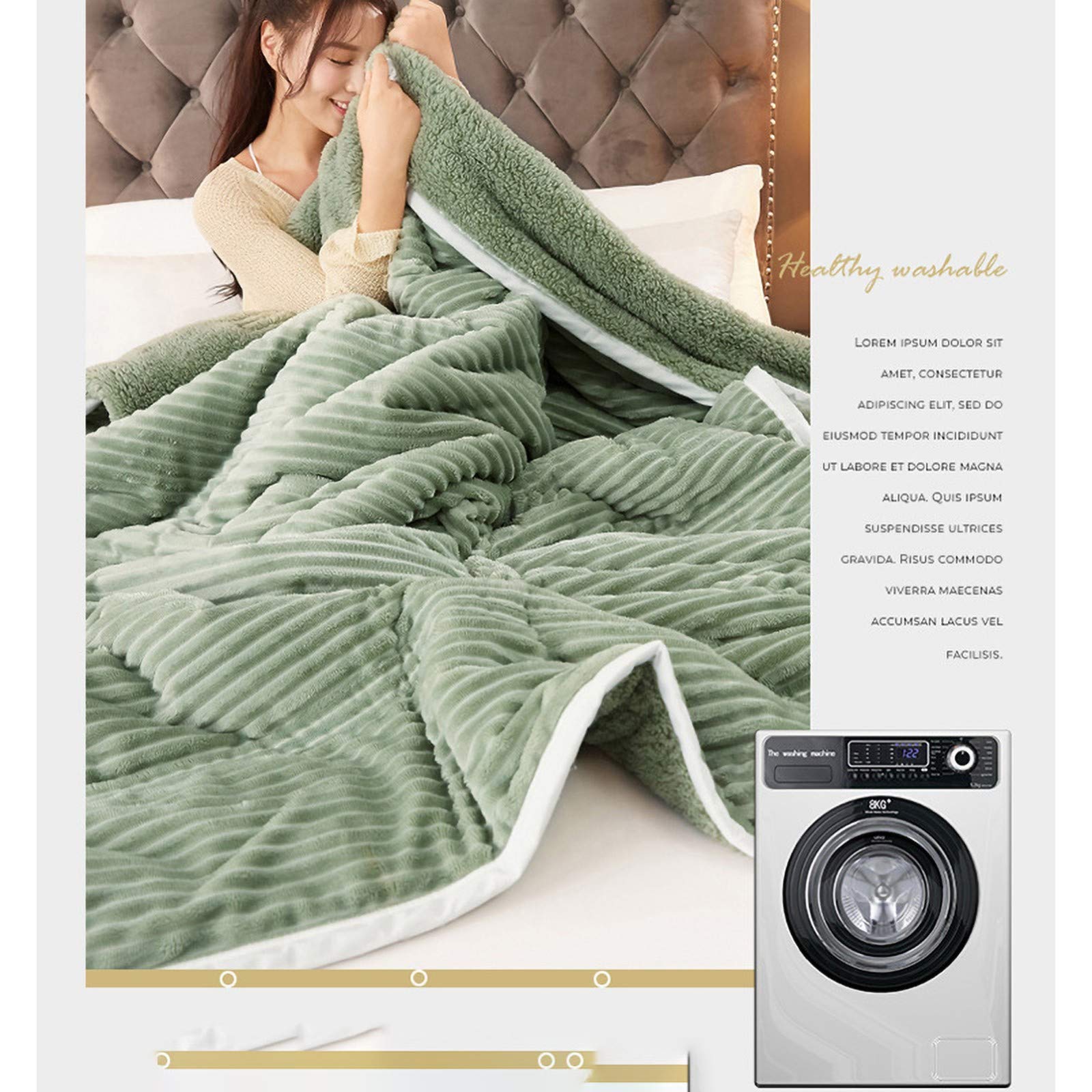 Manta para Cama,Manta de Sofá, Tacto Aterciopelado, Reversible de Franela/Sherpa, Suave, Transpirable, Ligera, Ecológica y de Fácil Cuidado
