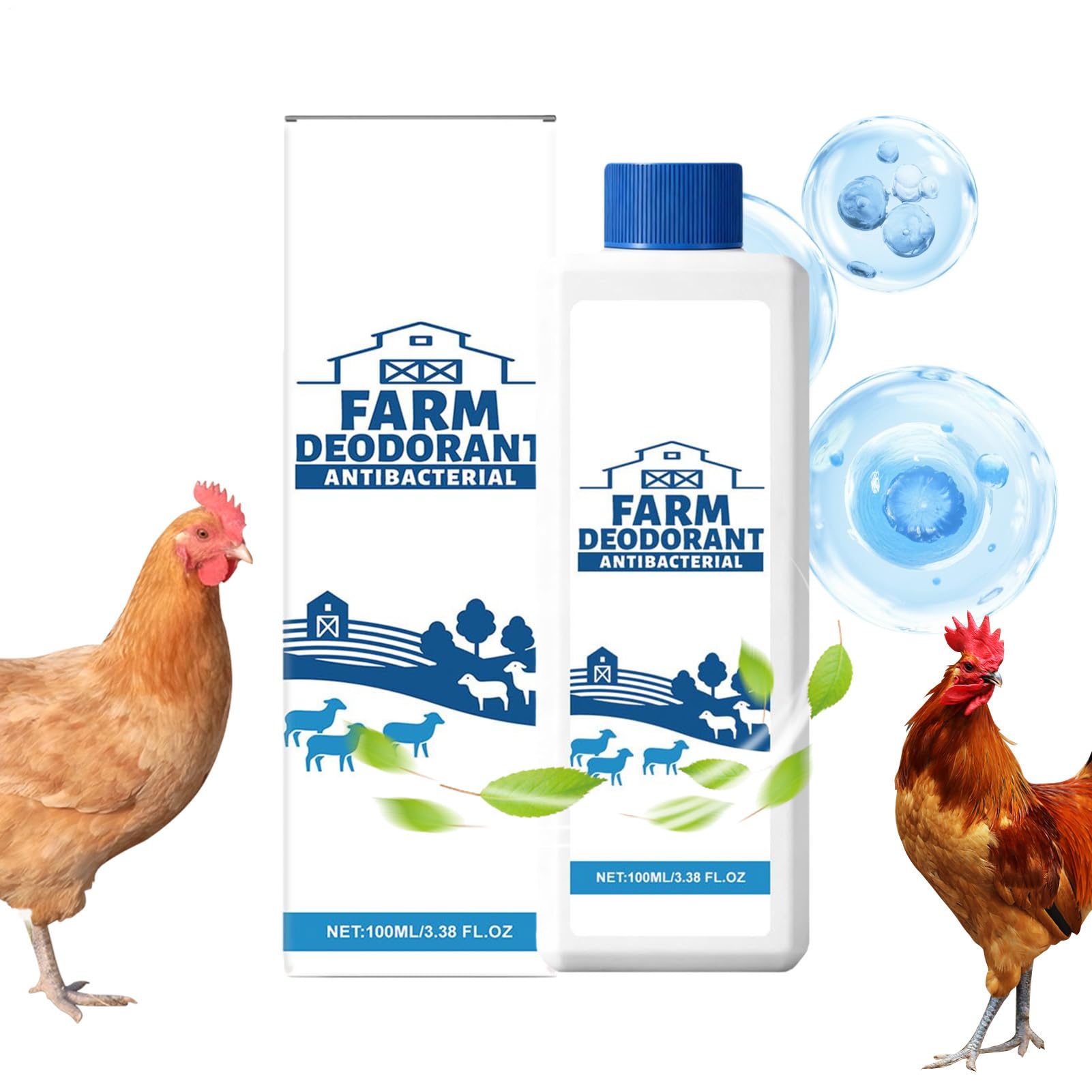 Éliminateur d'odeurs pour poulailler - Solution agricole - 100 ml - Spray éliminateur d'odeurs pour bétail - Pour greniers à oiseaux, cailles, poulaillers - Abri de canard - Clapier à lapin