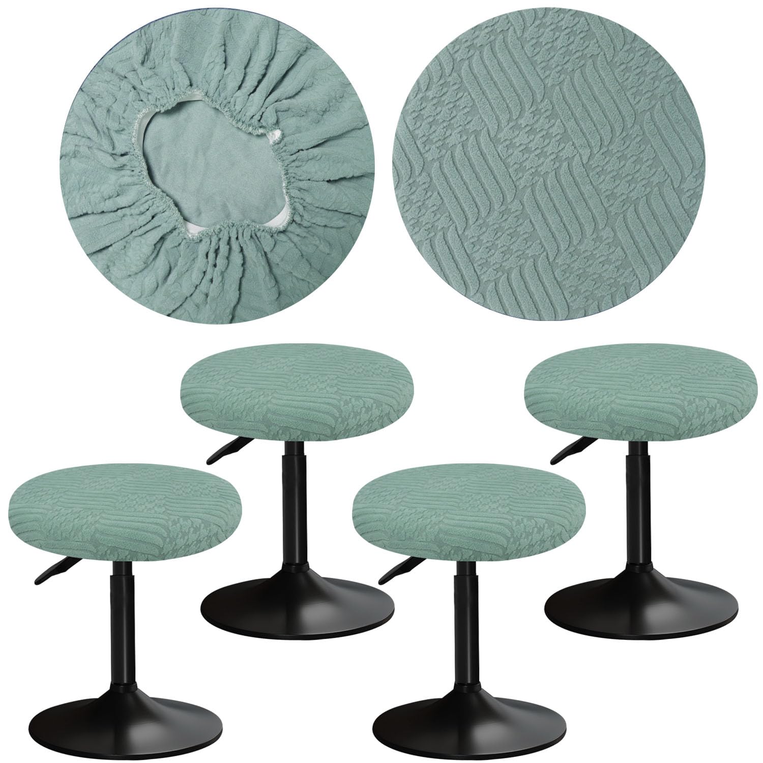 YINGAYOU Stool Covers Round 12-16" with Jacquard Pattern Bar Stool Seat Covers Round, Elastic Soft and Comfortable are Rich Color That Detachable and Washable (4, Green)