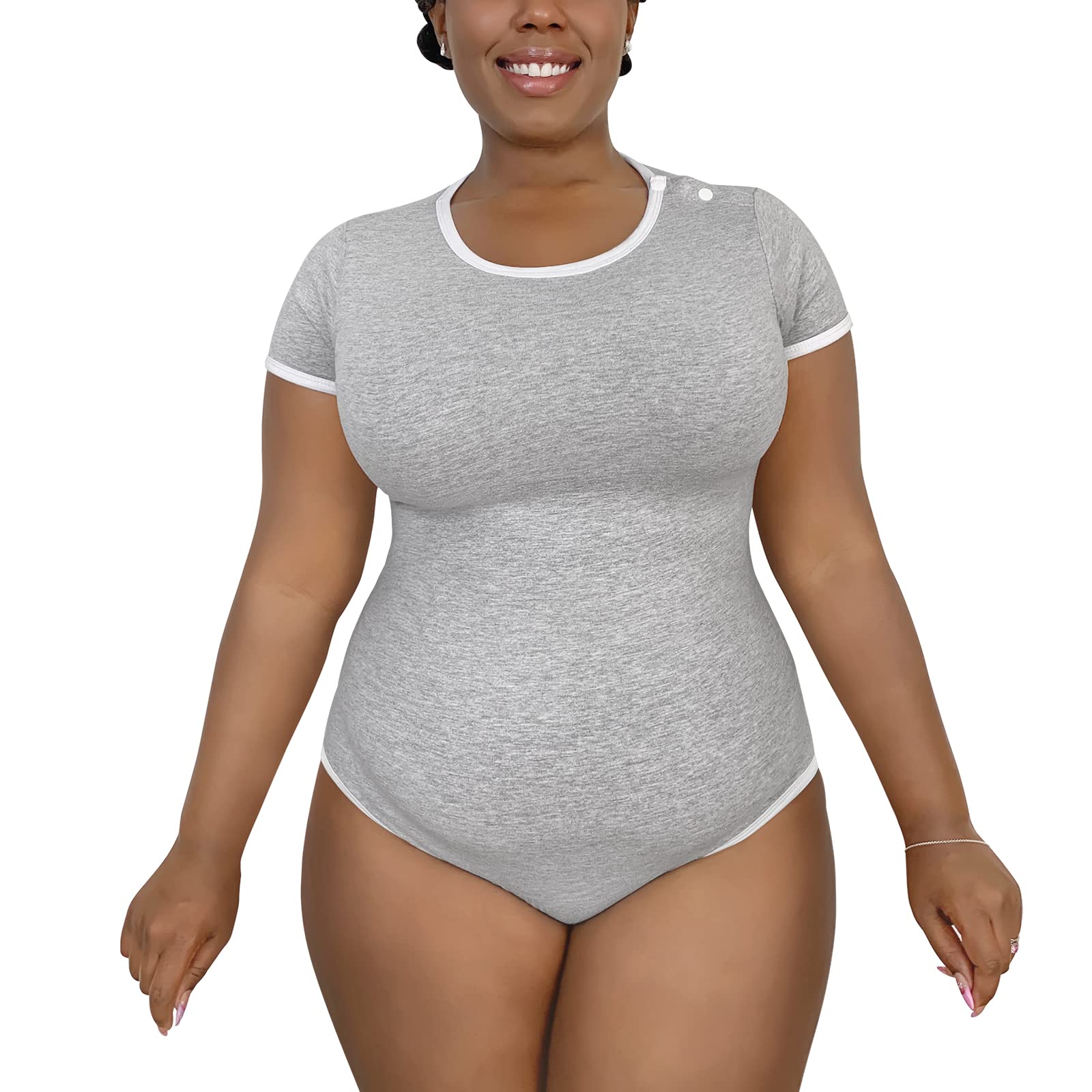 LittleForBig Bawełniany śpioszki Onesie Piżama Bodysuit-Seria pastelowa Szary