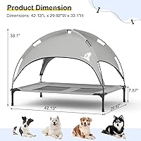 Vista 6 de GOJOOASIS Outdoor Dog Bed with Canopy, Waterproof Outside Dog Cots Pet Bed with Removable Canopy Tent, Cat Bed Shelter, Lifted Camping Pet Bed for